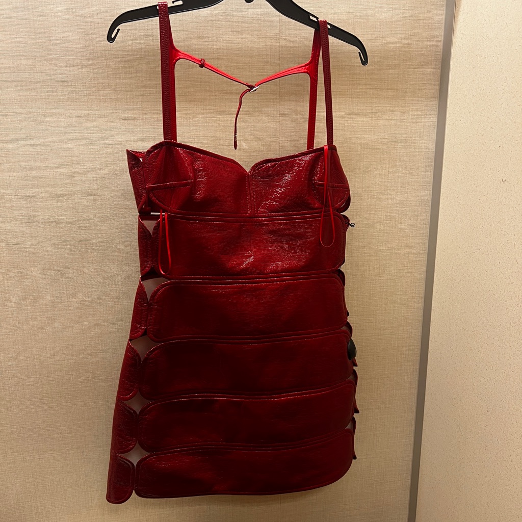 Courrges Red Diamond Cutout Dress